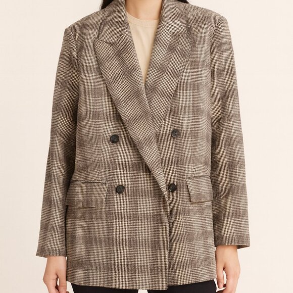 A New Day Plaid Double Breasted Boxy Fit Blazer Fully Lined Size Medium NWT - Picture 1 of 10